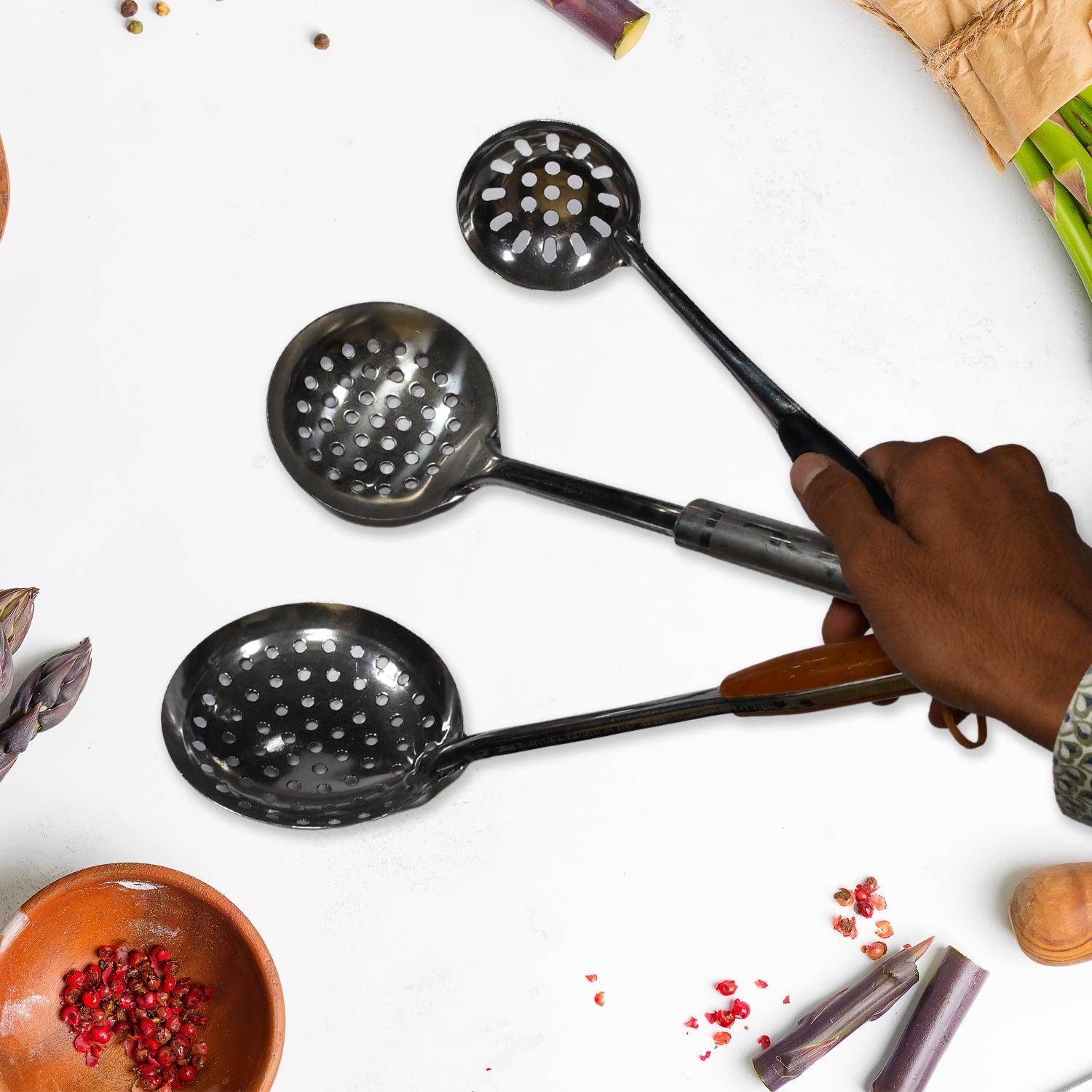 7010 Mix Stainless Steel Heavy Serving Spoon, Turner for Cooking, Serving, Mixing with Plastic Handle |Steel Kitchen Tools Mix Design 1Pc DeoDap 7010 Mix Stainless Steel Heavy Serving Spoon, Turner for Cooking, Serving, Mixing with Plastic Handle |Steel Kitchen Tools Mix Design 1Pc DeoDap